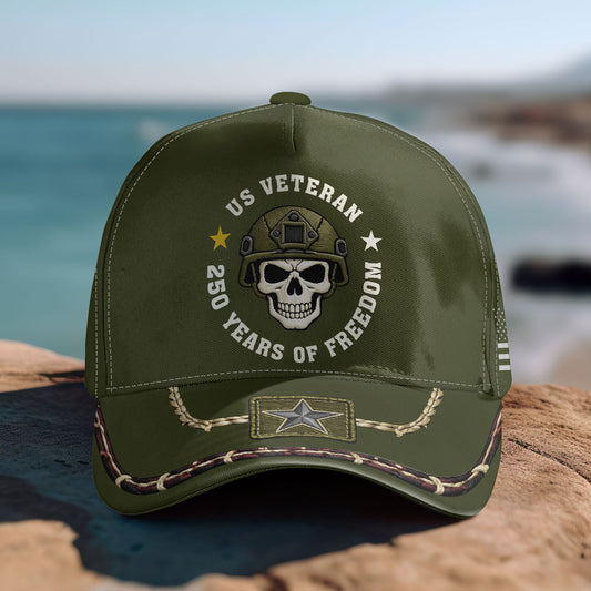 Skull Us Veteran 250 Years Of Freedom - Classic Cap