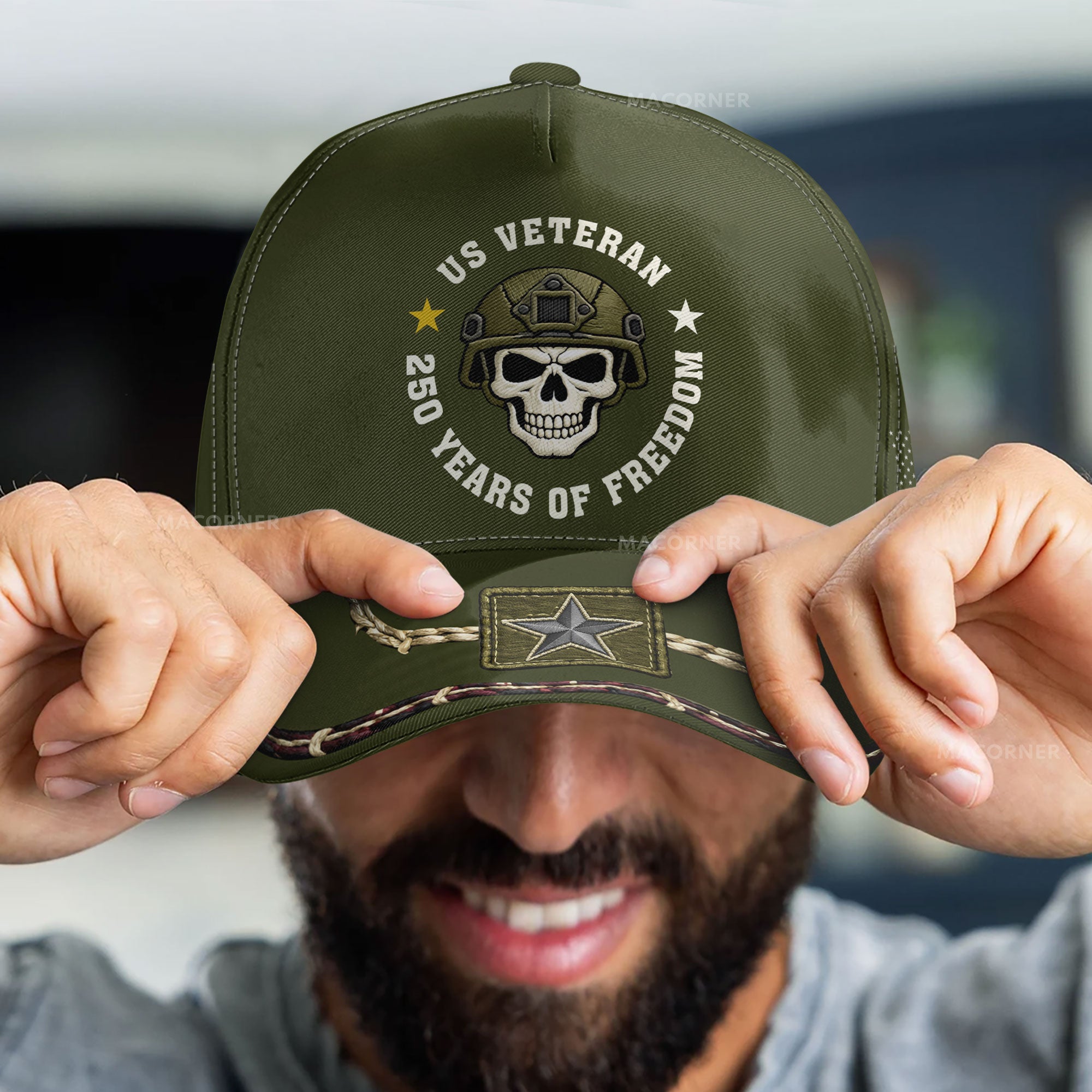 Skull Us Veteran 250 Years Of Freedom - Classic Cap