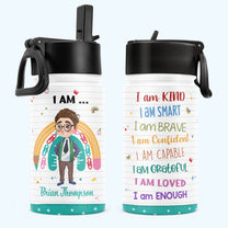 Smart Kind Loved - Personalized Kids Water Bottle With Straw Lid
