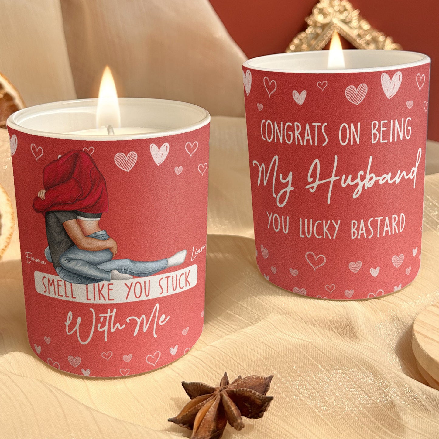 Smell Like You Stuck With Me Funny Gift For Couples - Personalized Candle