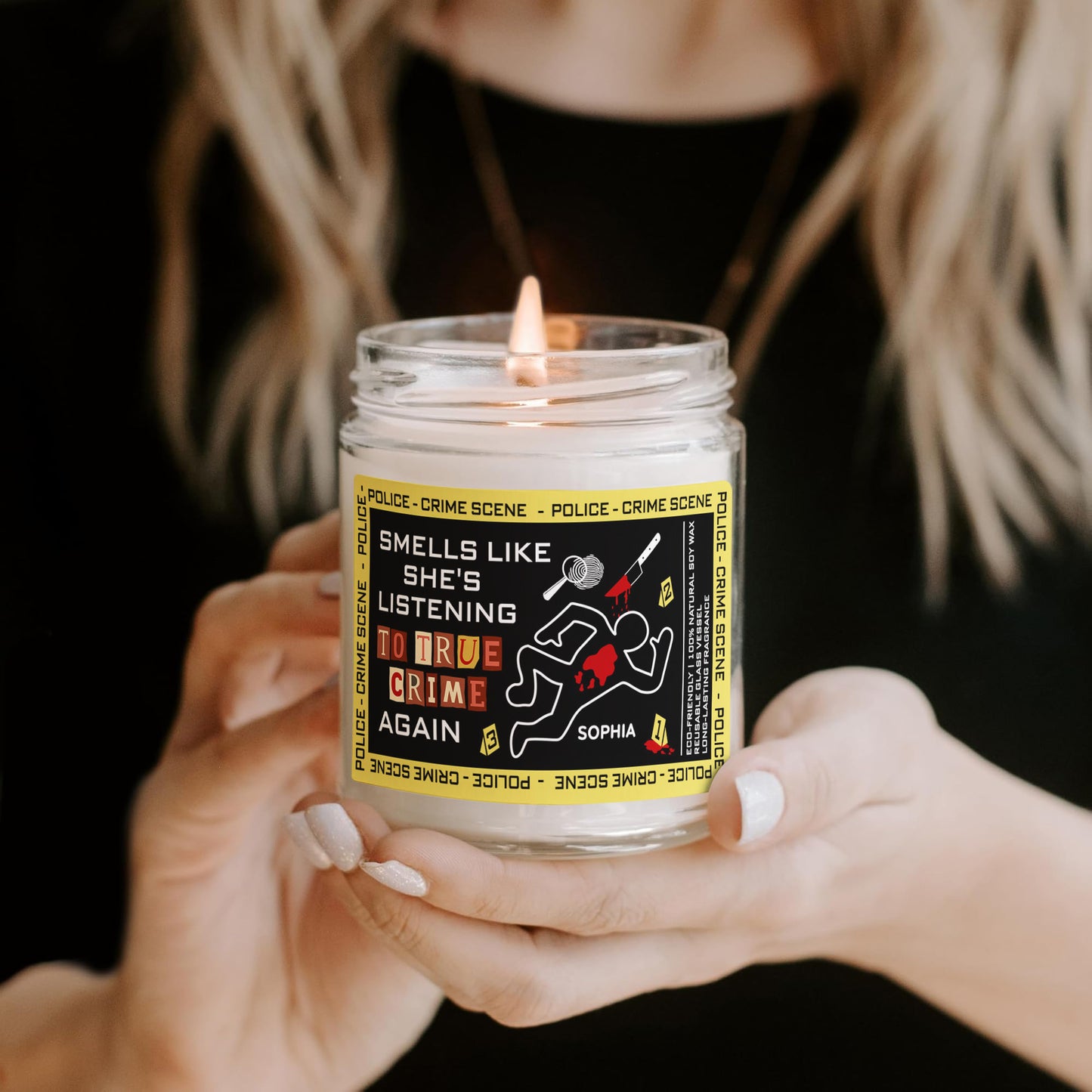 Smells Like She's Listening To True Crime Again - Personalized Scented Soy Candle