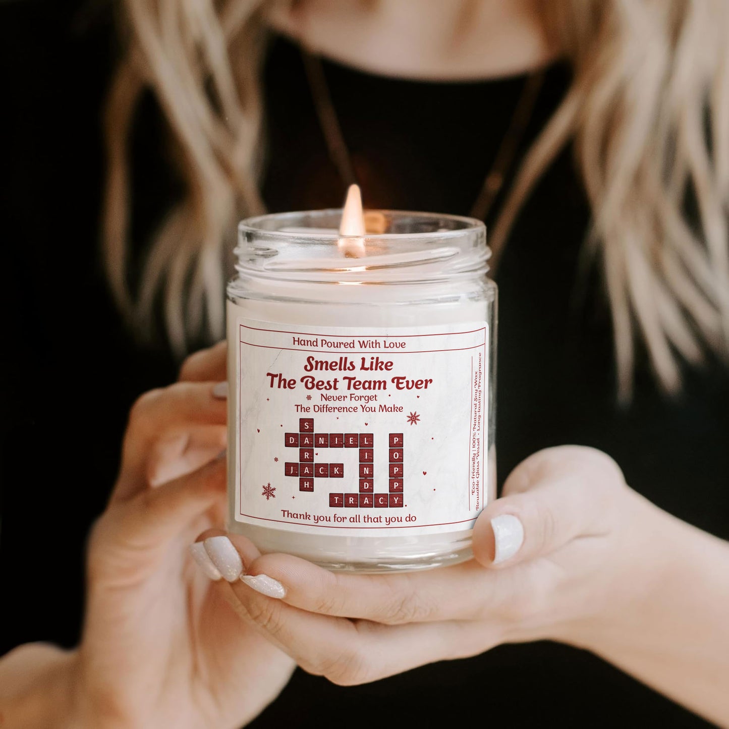 Smells Like The Best Team Ever - Coworker Christmas Bulk Gifts Appreciation Thank You Gifts - Personalized Scented Soy Candle