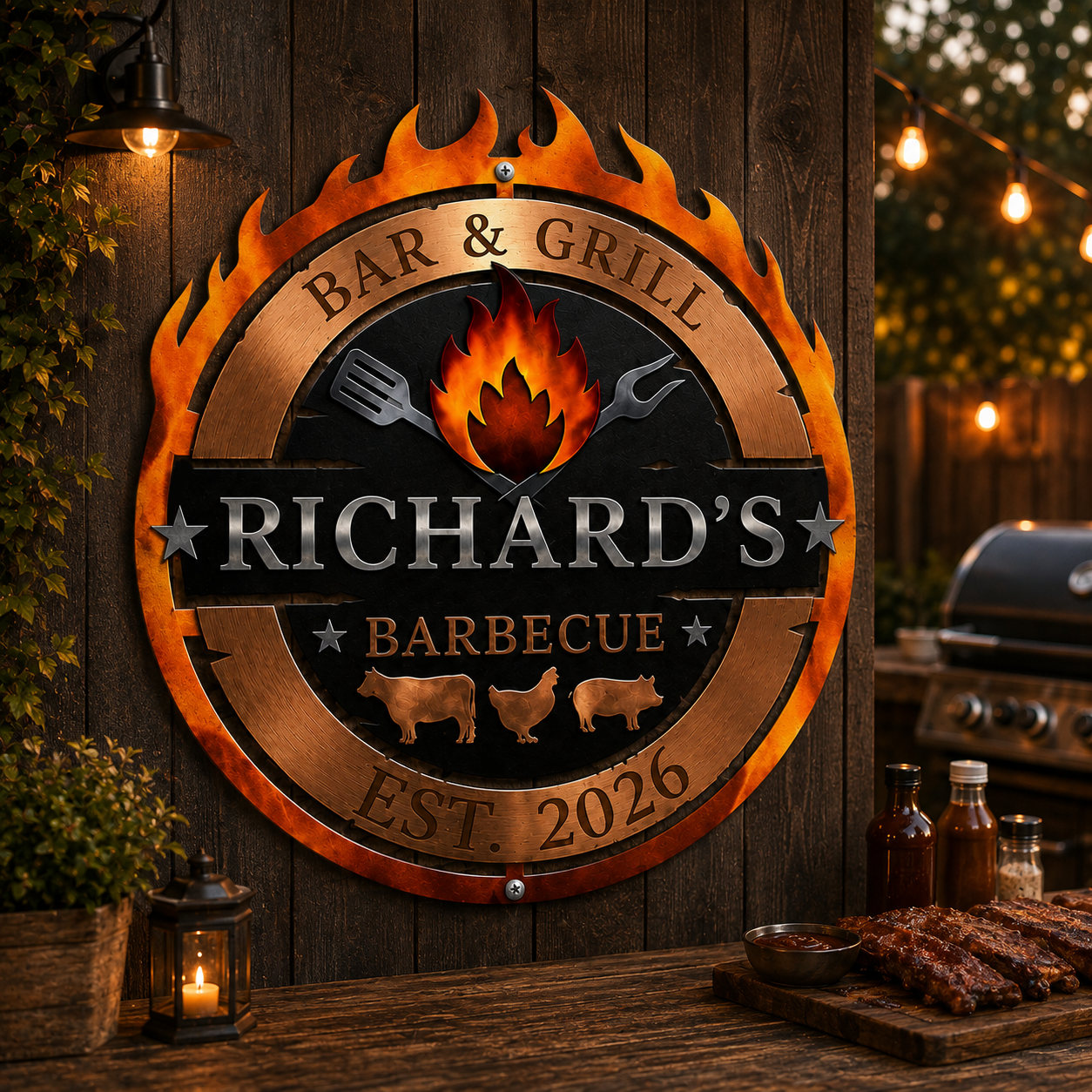 Smoke House & Grill - Personalized Metal Sign