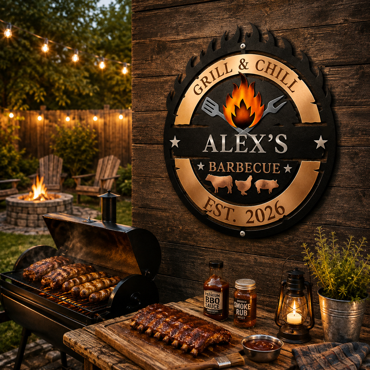 Smoke House & Grill - Personalized Metal Sign
