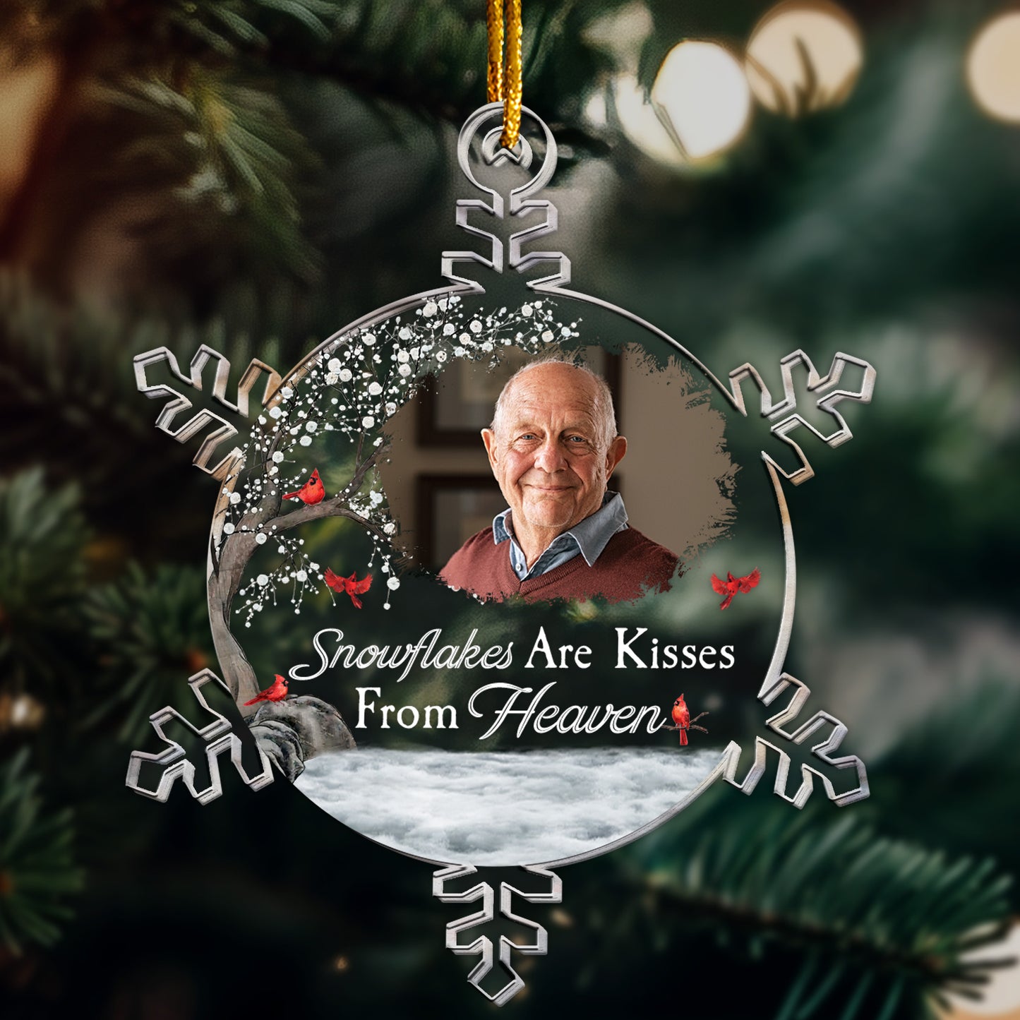 Snowflakes Are Kisses From Heaven - Personalized Acrylic Photo Ornament