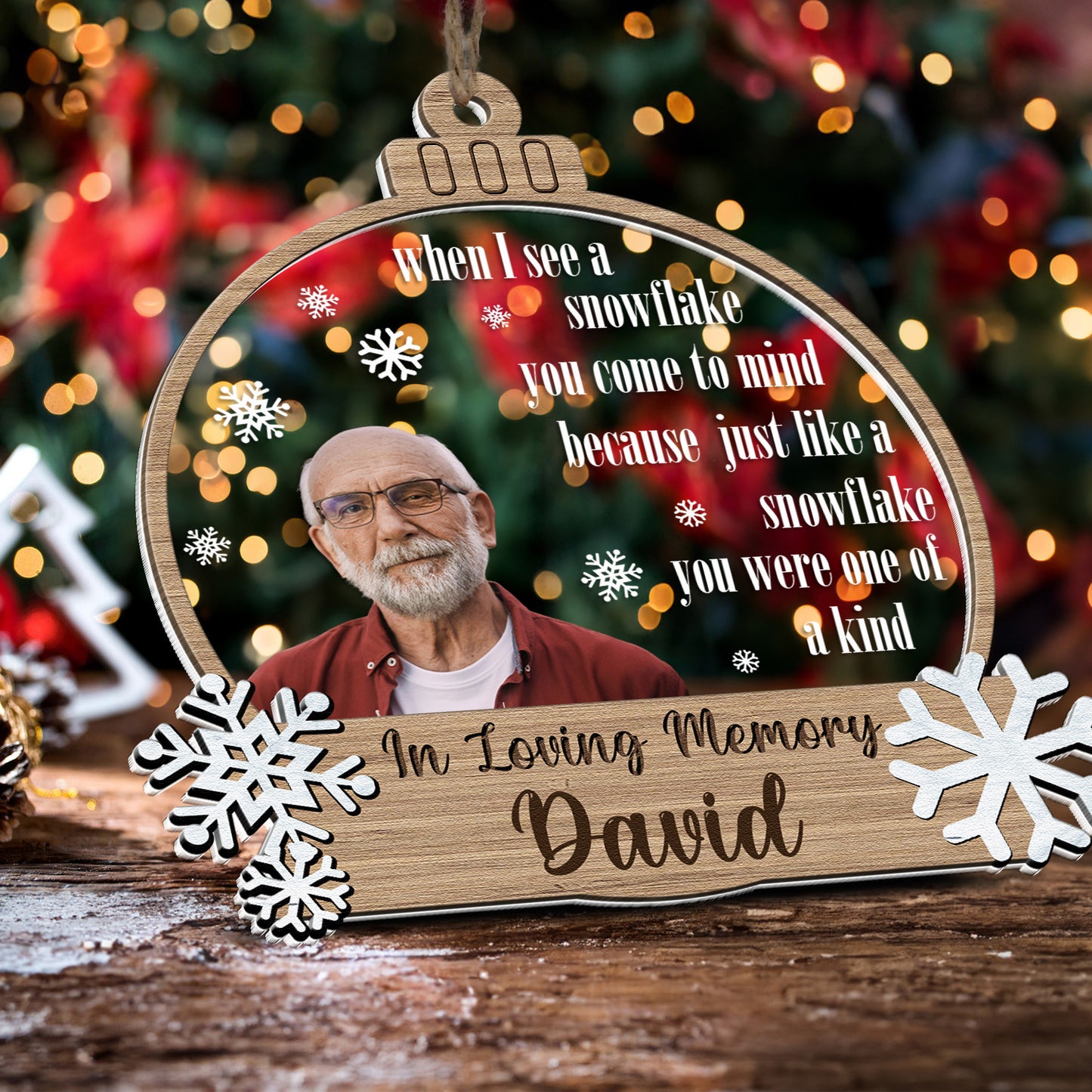 Snowflakes Are Kisses From Heaven - Personalized Wood And Acrylic Photo Ornament