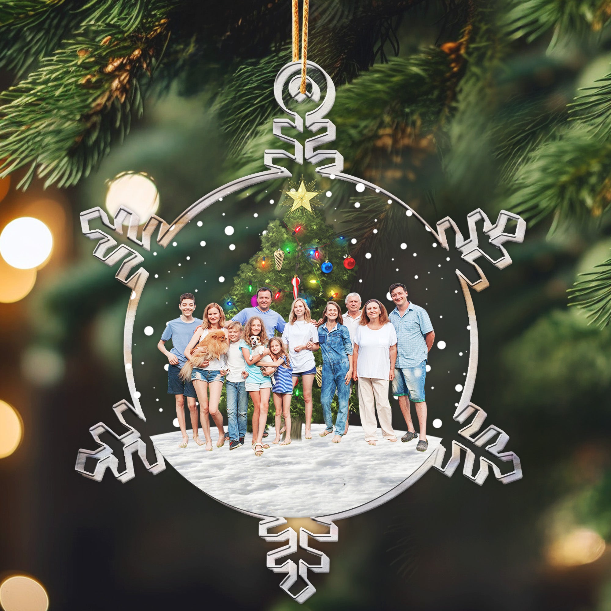 Snowflakes Custom Photo Family, Friends - Personalized Acrylic Photo Ornament