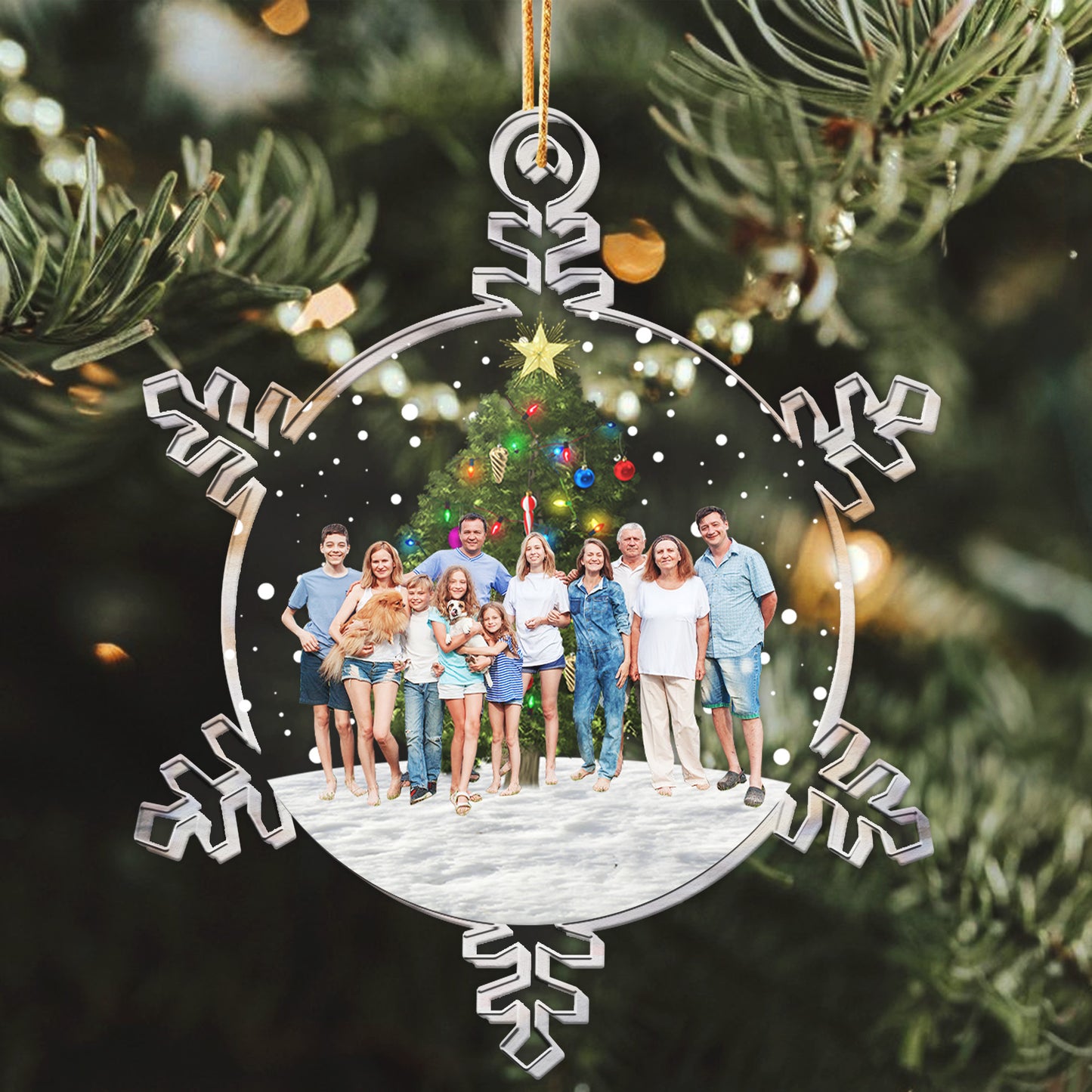 Snowflakes Custom Photo Family, Friends - Personalized Acrylic Photo Ornament