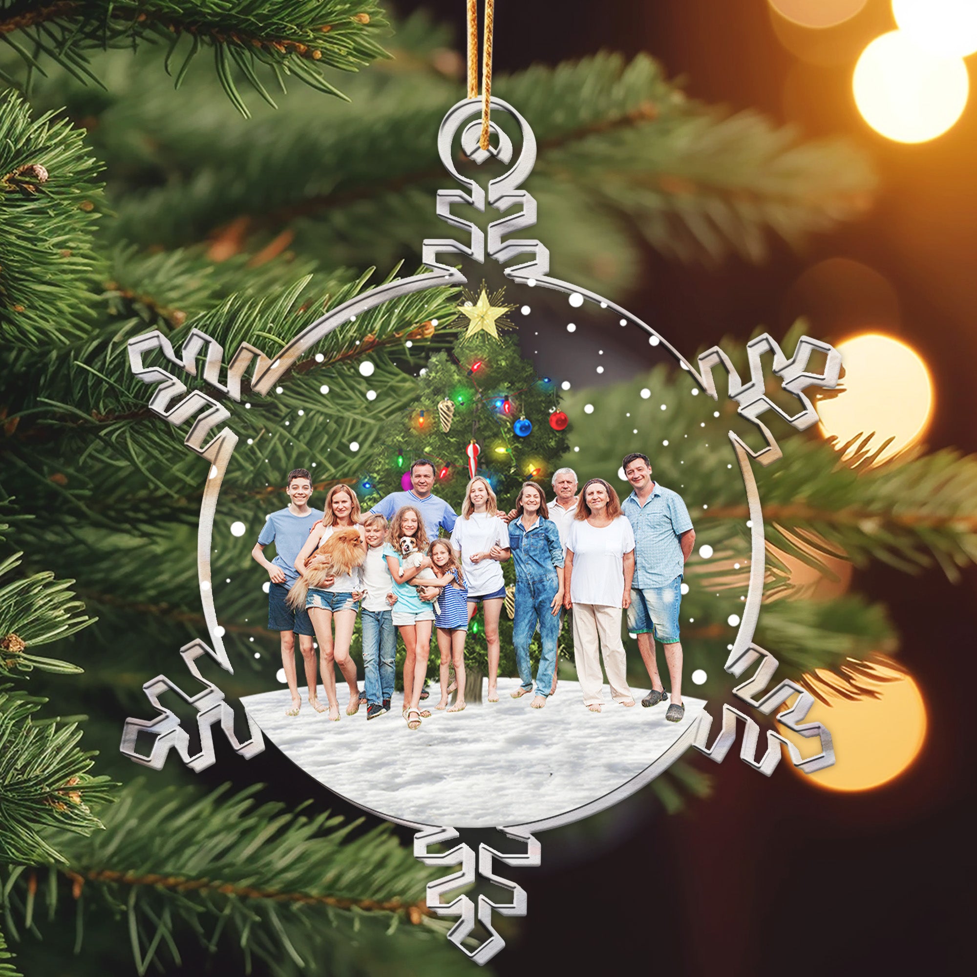 Snowflakes Custom Photo Family, Friends - Personalized Acrylic Photo Ornament