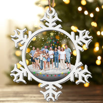 Snowflakes Merry Christmas With Family - Personalized Wood And Acrylic Photo Ornament