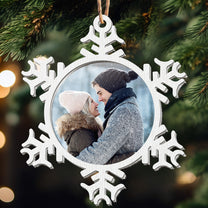 Snowflakes Ornament For Couple, Family - Personalized Wood And Acrylic Photo Ornament