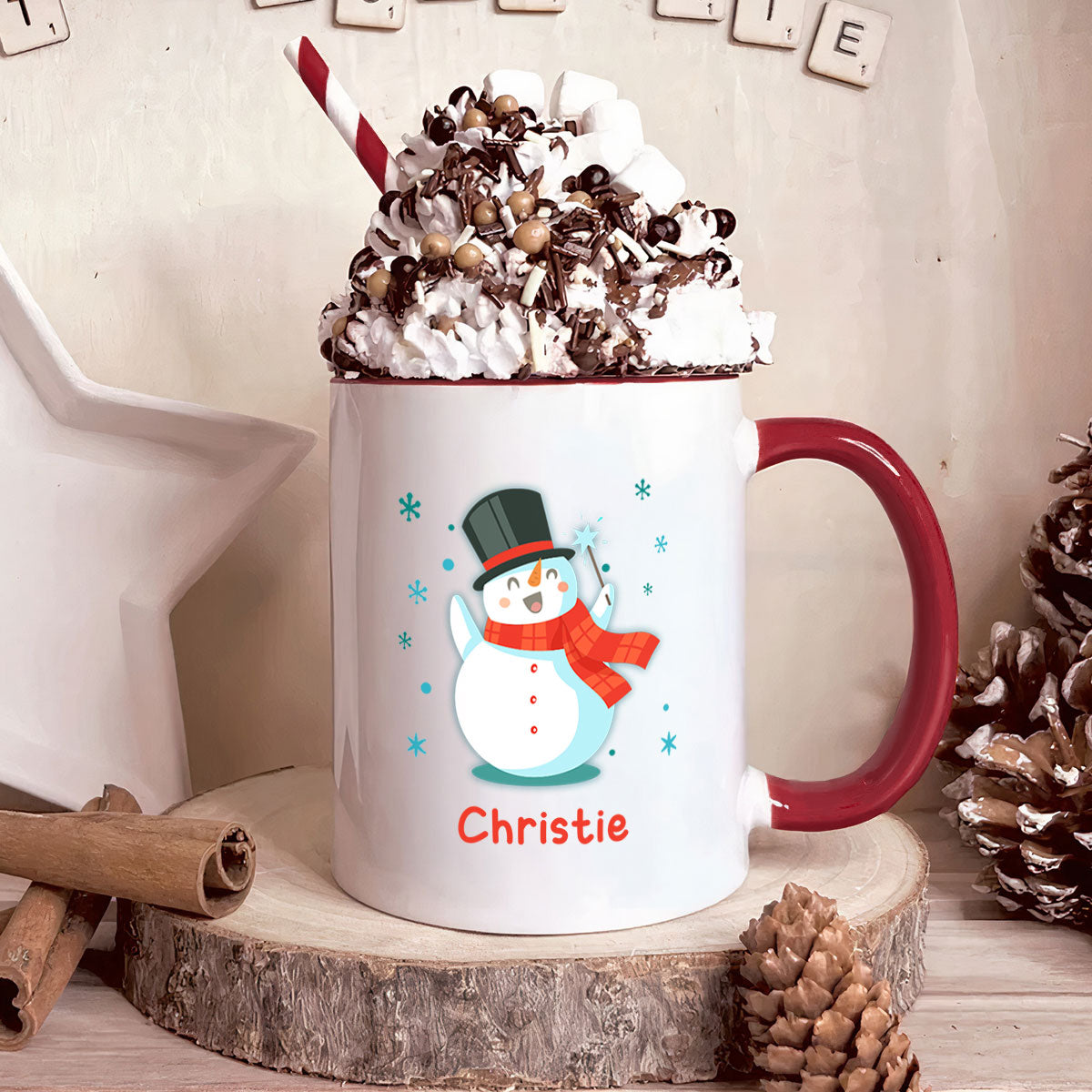 Snowman Christmas Mug Gift For Kids - Personalized Accent Mug