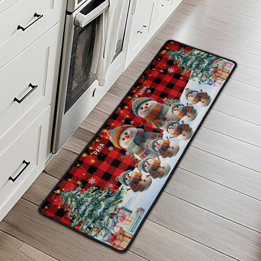 Snowman Family Christmas With Grandkids - Personalized Runner Rug