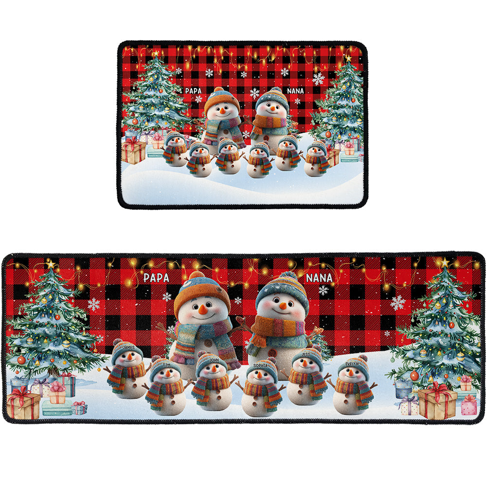 Snowman Family Christmas With Grandkids - Personalized Runner Rug