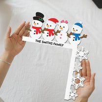 Snowman Family - Personalized Door Corner Wood Sign