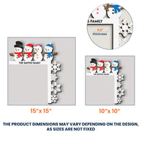 Snowman Family - Personalized Door Corner Wood Sign