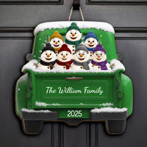 Snowman Family - Personalized Wood Sign