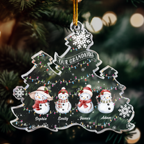 Snowman Grandkids With Names Gift For Grandma Grandparents - Personalized Acrylic Ornament