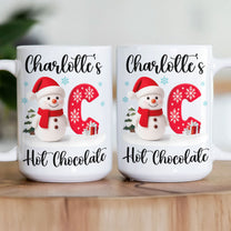 Snowman Initial Christmas Hot Chocolate - Personalized Mug