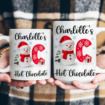 Snowman Initial Christmas Hot Chocolate - Personalized Mug