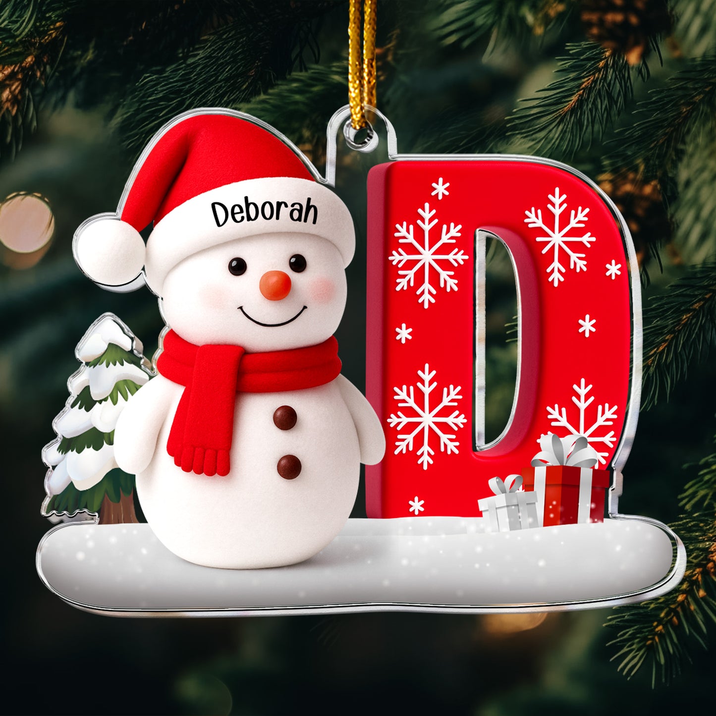 Snowman Initial Christmas - Personalized Acrylic Ornament