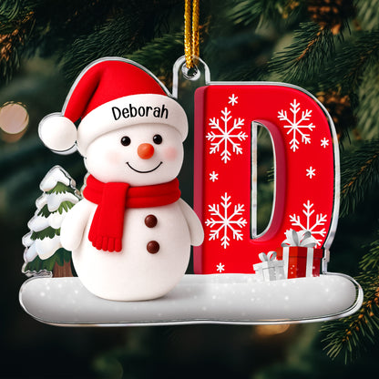 Snowman Initial Christmas - Personalized Acrylic Ornament