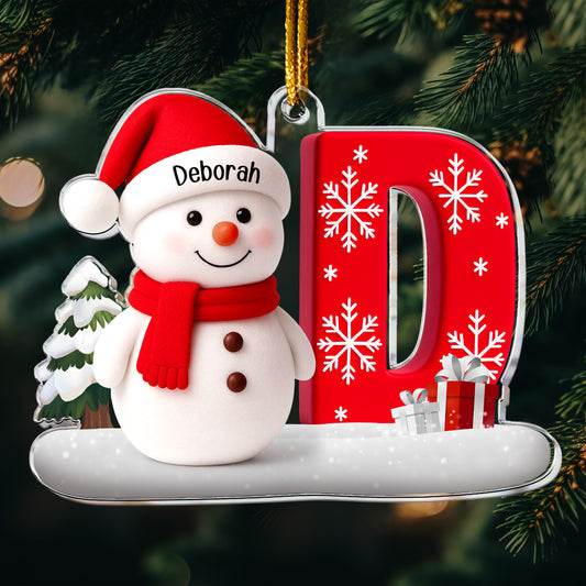Snowman Initial Christmas - Personalized Acrylic Ornament