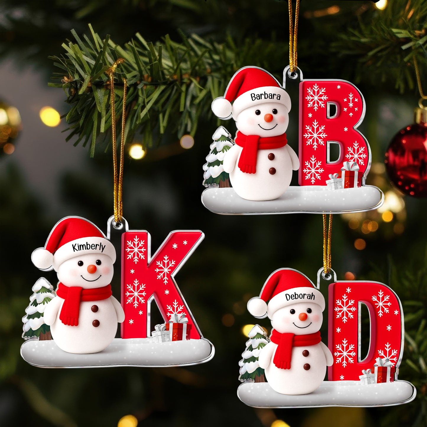 Snowman Initial Christmas - Personalized Acrylic Ornament