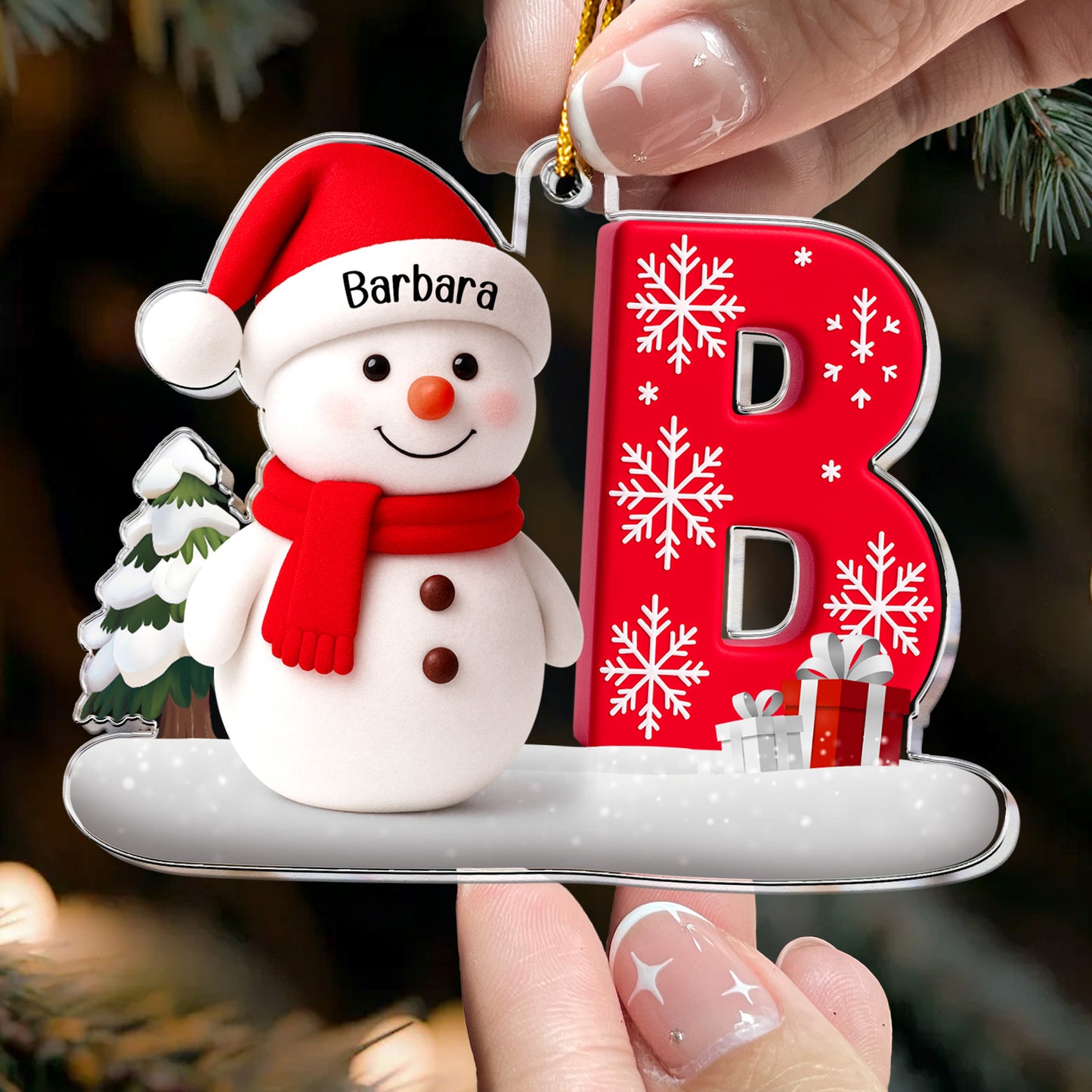 Snowman Initial Christmas - Personalized Acrylic Ornament