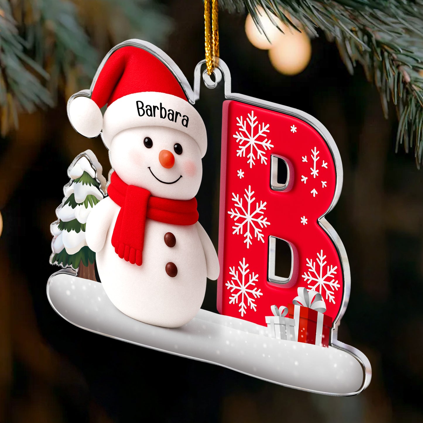 Snowman Initial Christmas - Personalized Acrylic Ornament