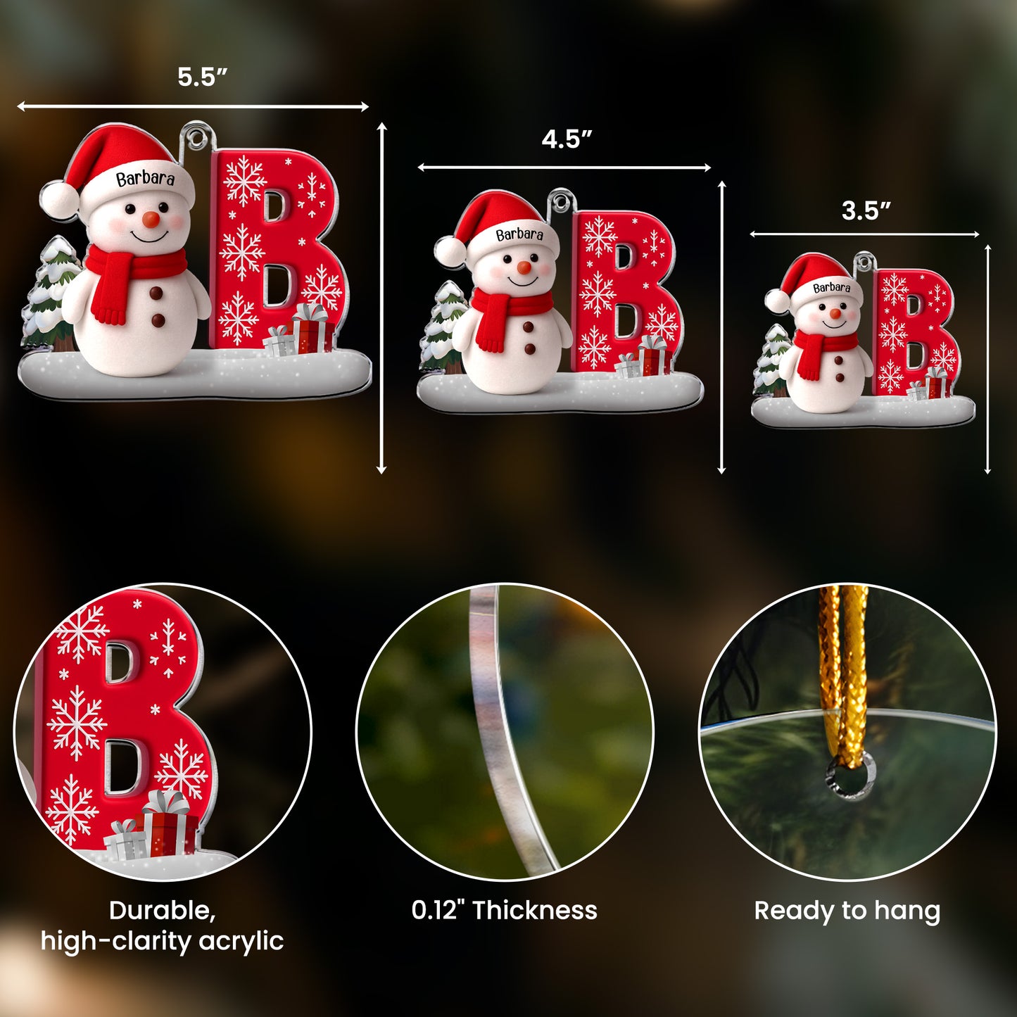 Snowman Initial Christmas - Personalized Acrylic Ornament