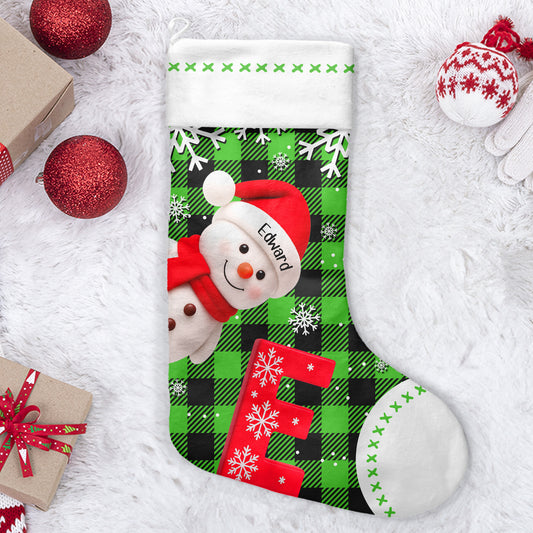 Snowman Initial Christmas - Personalized Stocking