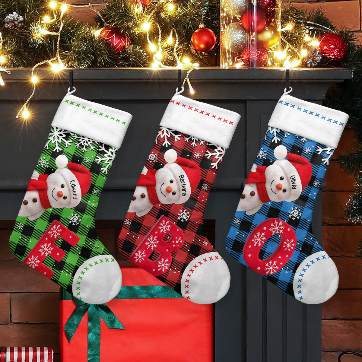 Snowman Initial Christmas - Personalized Stocking