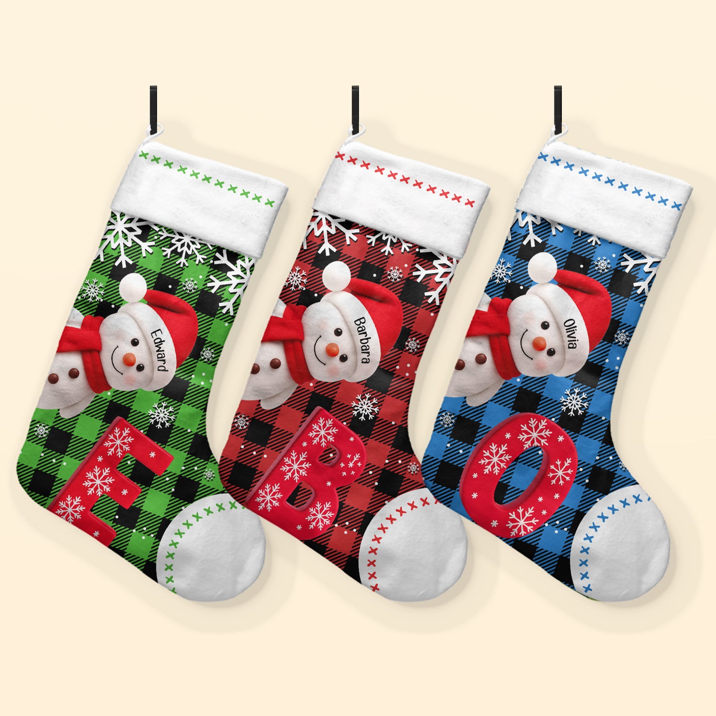 Snowman Initial Christmas - Personalized Stocking