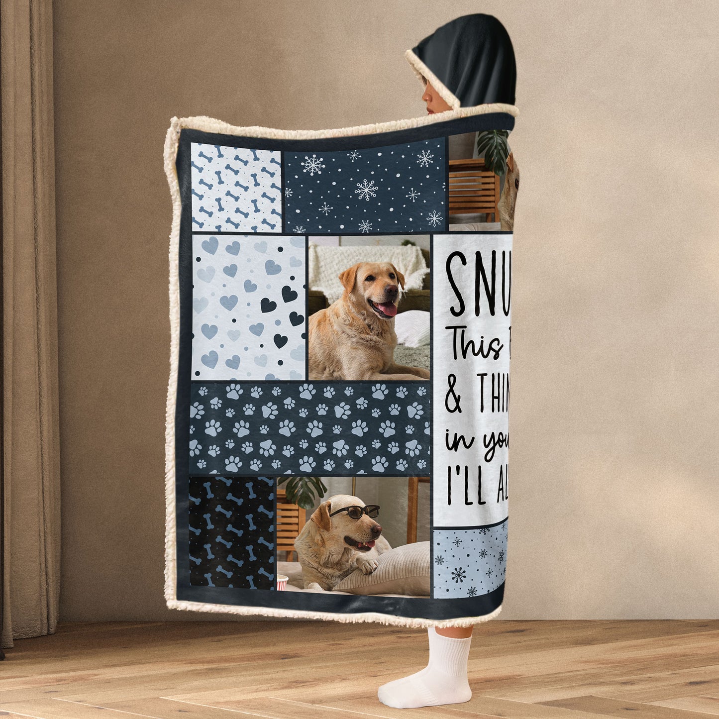 Snuggle This Blanket And Think Of Me - Personalized Photo Wearable Blanket Hoodie