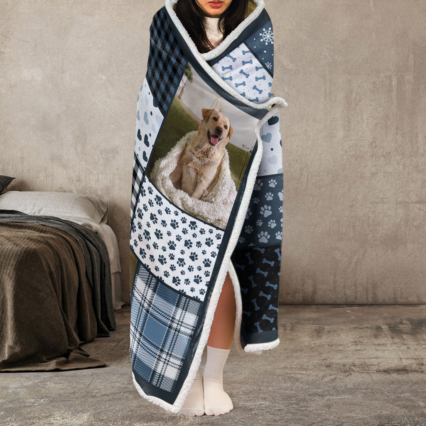 Snuggle This Blanket And Think Of Me - Personalized Photo Wearable Blanket Hoodie