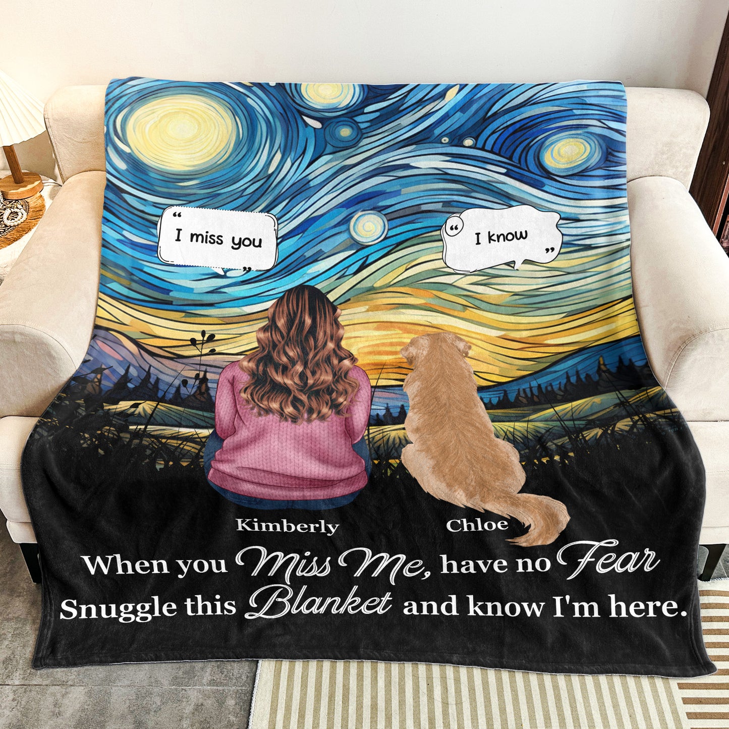 Snuggle This Blanket Memorial Gifts For Loss Of Pets Van Gogh Style - Personalized Blanket