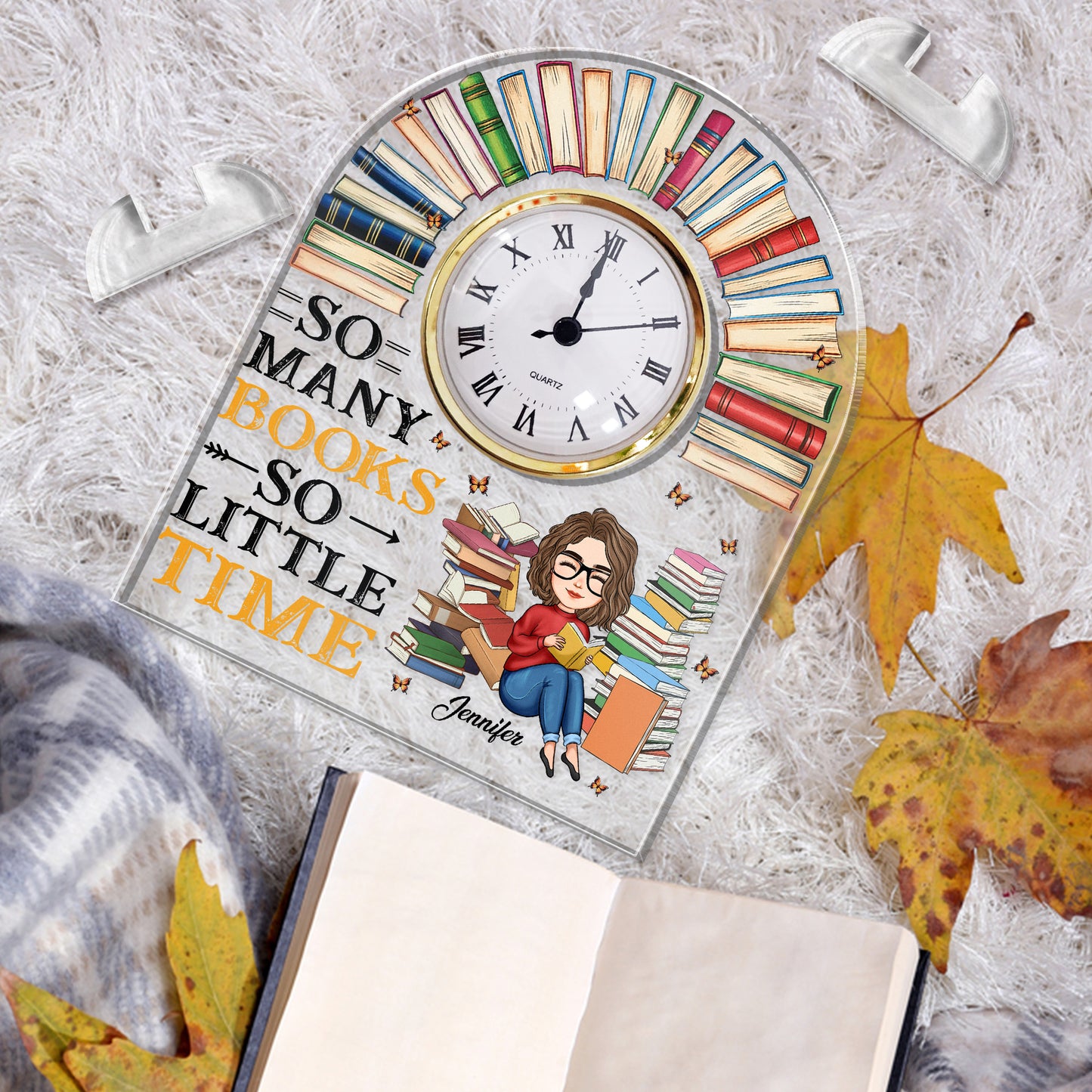 So Many Books, So Little Time - Personalized Acrylic Desk Clock