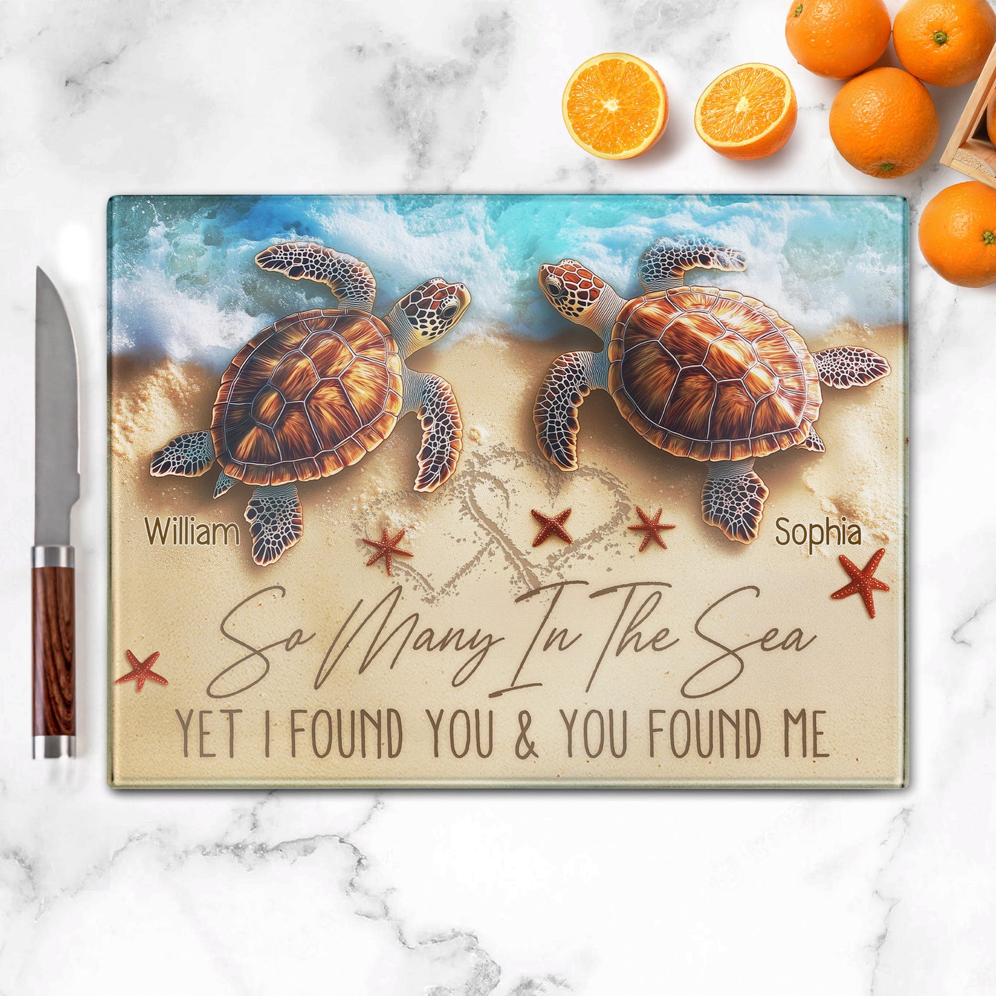 So Many In The Sea - Personalized Glass Cutting Board