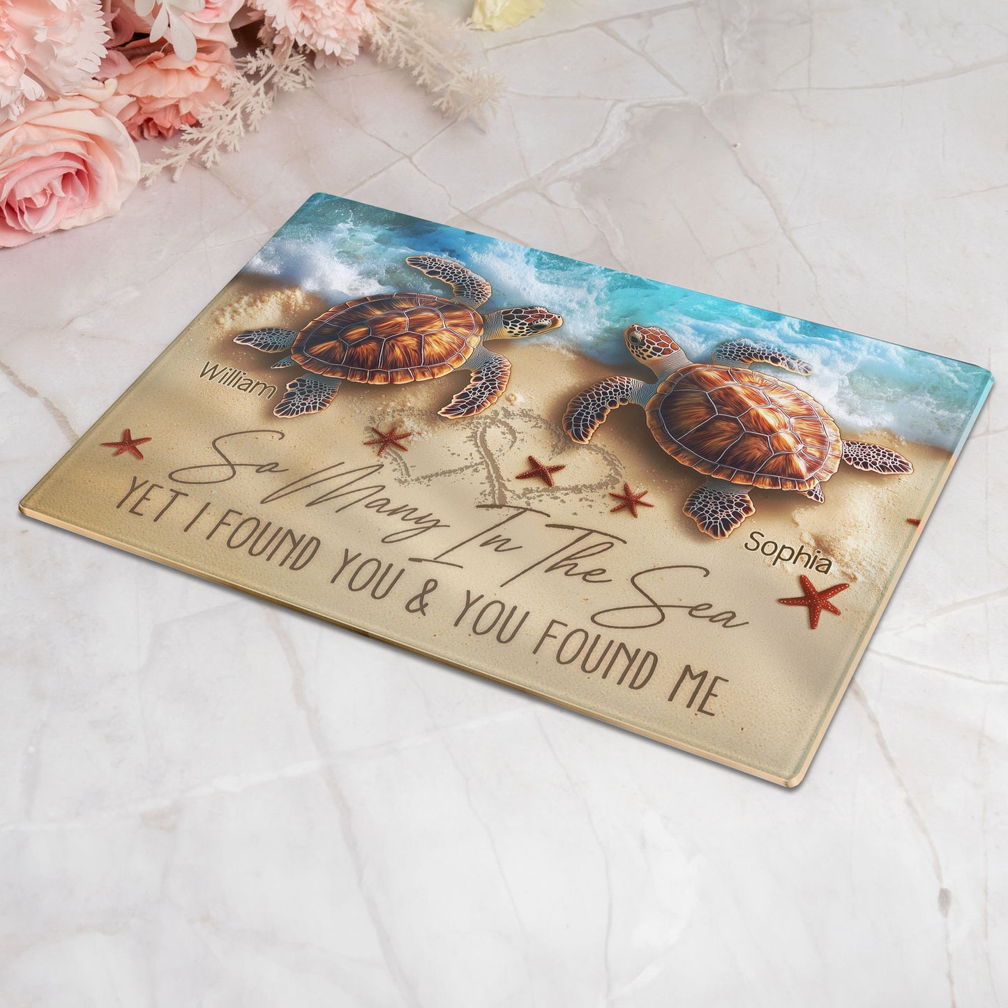 So Many In The Sea - Personalized Glass Cutting Board