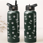 Soccer Custom Name, Number - Personalized Stainless Steel Water Bottle