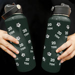 Soccer Custom Name, Number - Personalized Stainless Steel Water Bottle