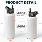 Soccer Custom Name, Number - Personalized Stainless Steel Water Bottle