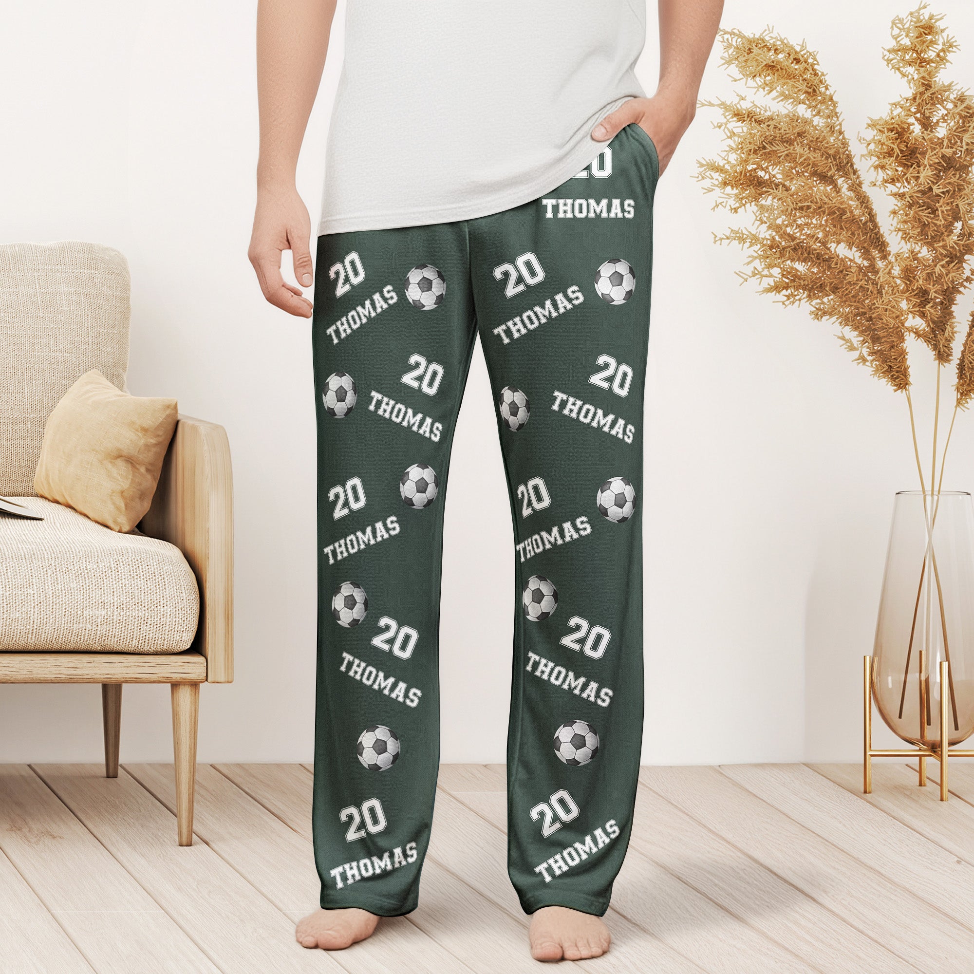 Soccer Custom Name, Number - Personalized Sweatpants, Lounge Pants With Pockets