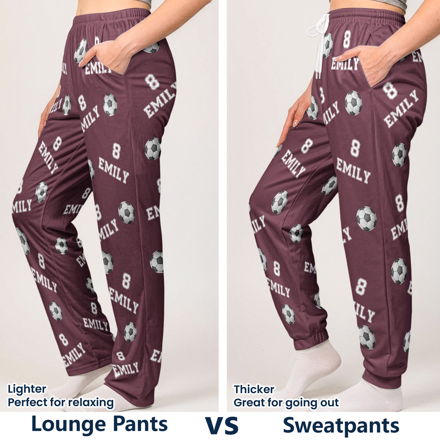 Soccer Custom Name, Number - Personalized Sweatpants, Lounge Pants With Pockets