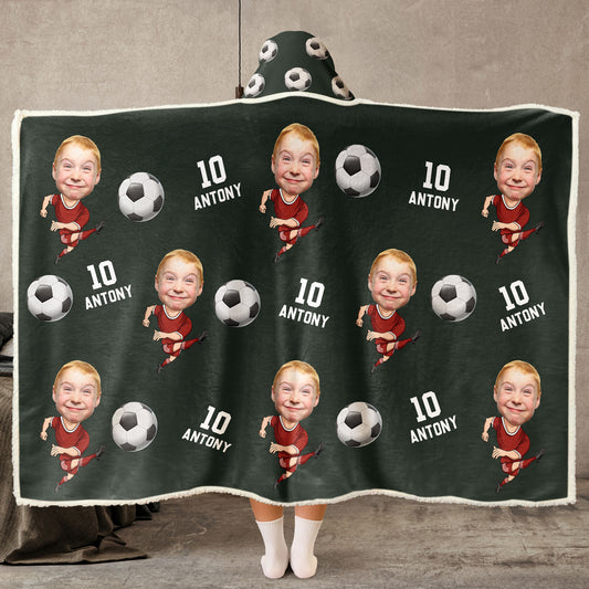 Soccer Players Custom Face - Personalized Photo Wearable Blanket Hoodie