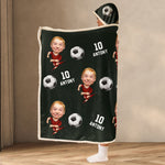Soccer Players Custom Face - Personalized Photo Wearable Blanket Hoodie