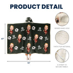Soccer Players Custom Face - Personalized Photo Wearable Blanket Hoodie