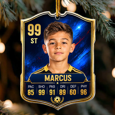 Soccer Card Custom Photo, Name, Position, Player Stats - Personalized Ornament