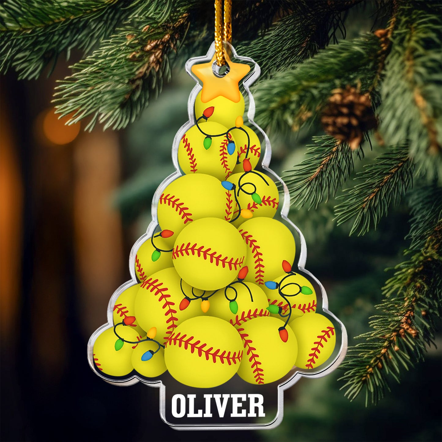 Softball Christmas Tree - Personalized Acrylic Ornament
